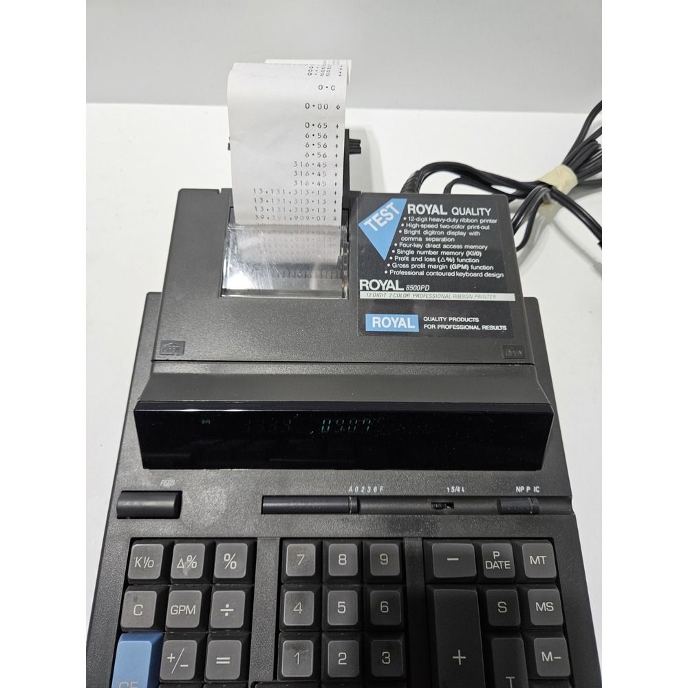 Royal 8500PD Ribbon Printer Electronic Calculator - TESTED & WORKS - Picture 5 of 8